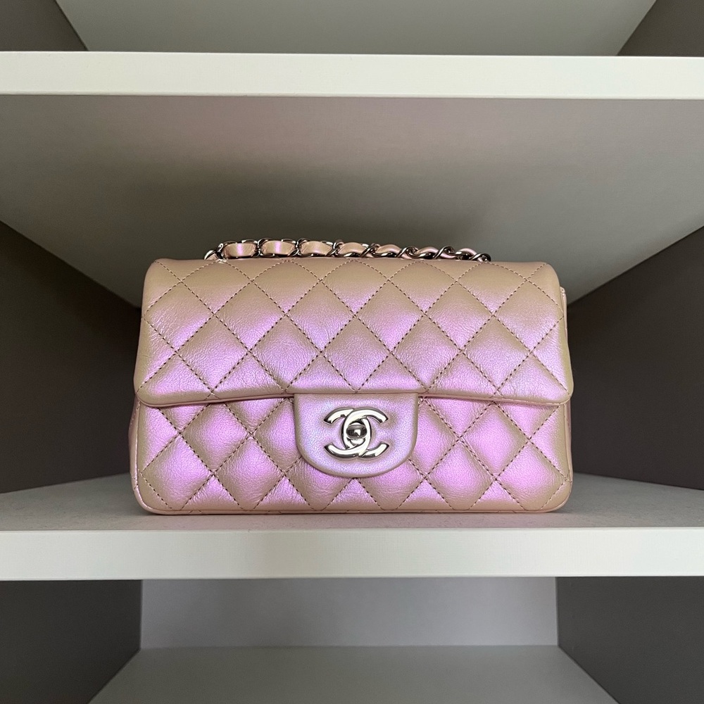 Chanel Pink Iridescent Mini Classic Flap 🌸